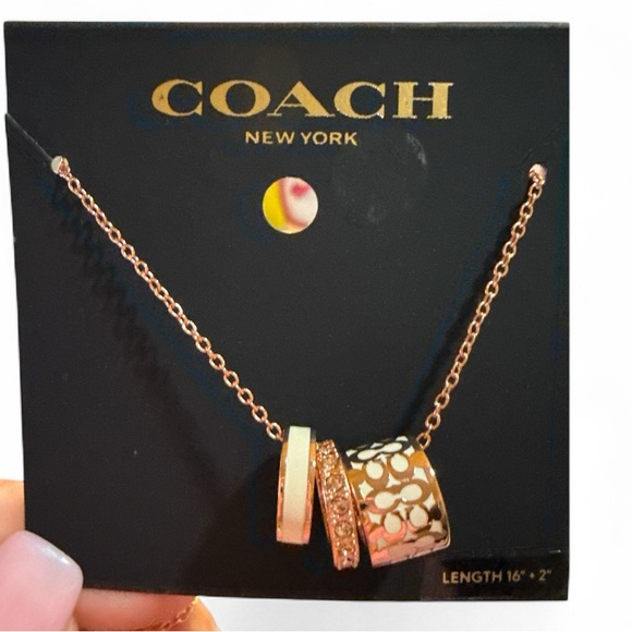 Coach Rose Gold Barrel Pendant Necklace NWT - Picture 1 of 2
